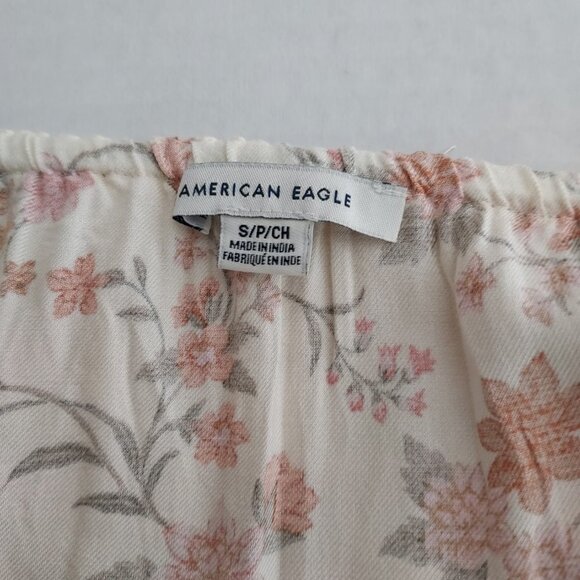 American Eagle Floral Print Embroidered Cropped Jumpsuit - Picture 10 of 13